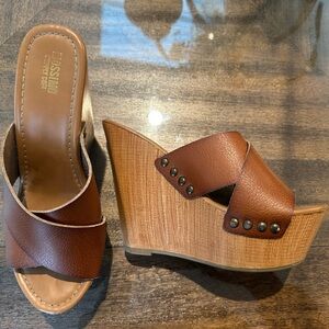 Mossimo Supply Co. Brown Wedge Sandals